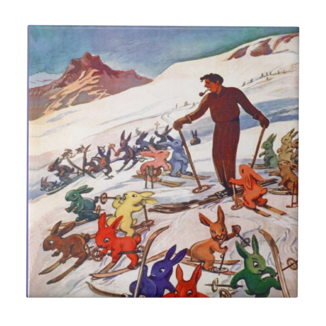 Vintage Ski Poster, Arlberg, St Anton Tile (Front)