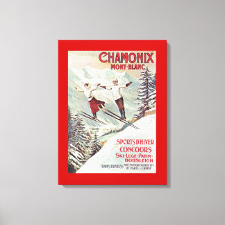 Vintage Ski Poster, Chamonix Mont Blanc Canvas Print