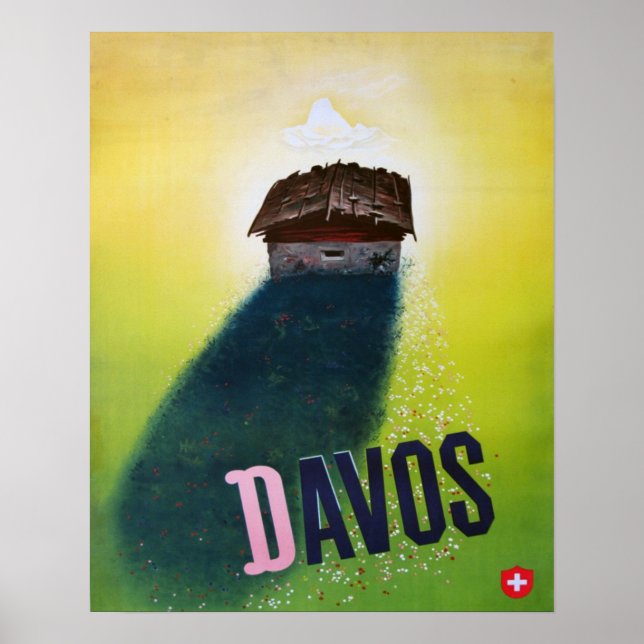 Vintage Ski poster, Davos Poster (Front)