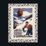 Vintage Ski Poster,  France, St Gervais les Bains Postcard<br><div class="desc">Replica Vintage Ski Poster,  Winter Sports  France,  St Gervais les Bains</div>