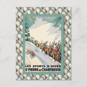 Vintage Ski Poster, France,St Pierre de Chartreuse Postcard