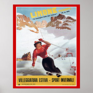 Vintage Ski Poster, Italy, Limone Poster
