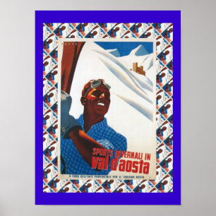 Vintage Ski Poster, Italy, Val d'Aosta Poster