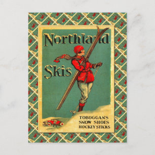 Vintage Ski Poster,  Northland Skis Postcard