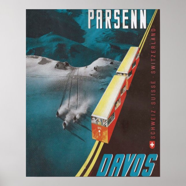 Vintage Ski poster,  Parsenn, Davos Poster (Front)