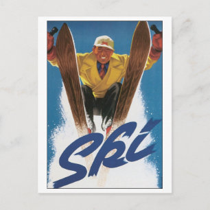 Vintage Ski Poster Postcard