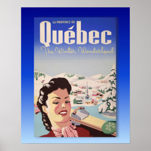 Vintage Ski poster,  Quebec, winter wonderland Poster