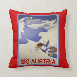 Vintage Ski Poster, Ski Austria Cushion