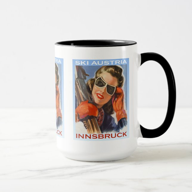 Vintage Ski Poster,  Ski AUstria, Innsbruck Mug (Right)