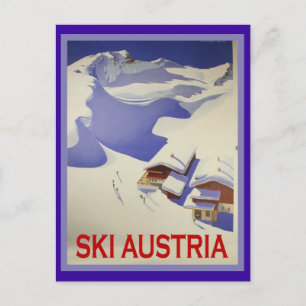 Vintage Ski Poster, Ski Austria Postcard