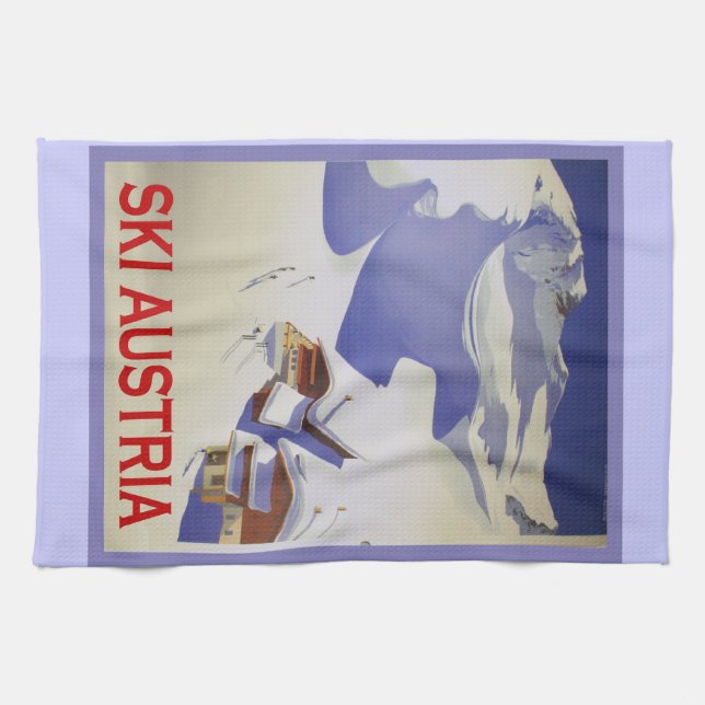 Vintage Ski Poster, Ski Austria Tea Towel (Horizontal)