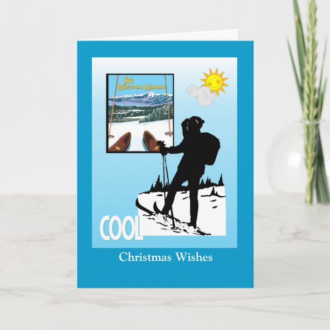 Vintage Ski Poster,  Ski Bretton Woods Holiday Card (Front)