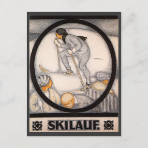 Vintage ski poster, Skilauf Postcard