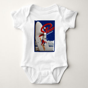 Vintage ski poster,   Stowe, Vermont Baby Bodysuit