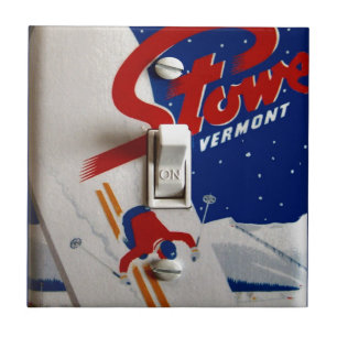 Vintage ski poster,   Stowe, Vermont Tile