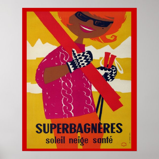 Vintage ski poster, Superbagneres Poster (Front)