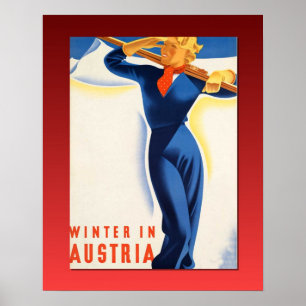 Vintage Ski poster, Winter in Austria Poster