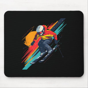 Vintage Ski Racer Design - Retro Mouse Mat