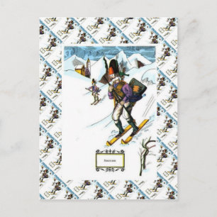 Vintage Ski Scene, Downhill skiing Postcard