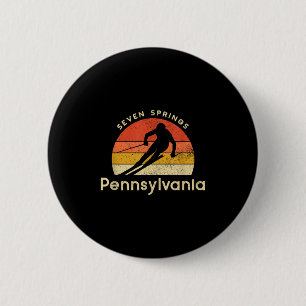 Vintage Ski Seven Springs Pennsylvania Mountain 6 Cm Round Badge
