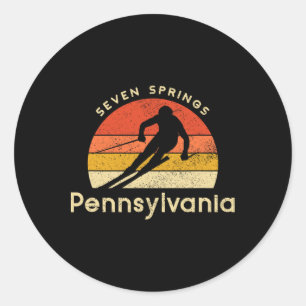 Vintage Ski Seven Springs Pennsylvania Mountain Classic Round Sticker