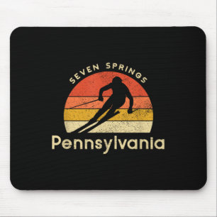 Vintage Ski Seven Springs Pennsylvania Mountain Mouse Mat