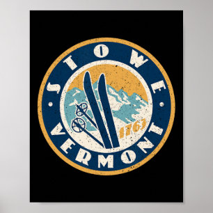Vintage Ski Slopes Stowe Vermont Skiing Dge Poster