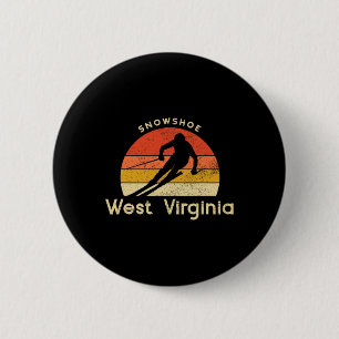 Vintage Ski Snowshoe West Virginia Mountain 6 Cm Round Badge