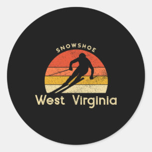 Vintage Ski Snowshoe West Virginia Mountain Classic Round Sticker