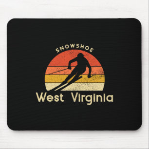 Vintage Ski Snowshoe West Virginia Mountain Mouse Mat