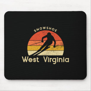 Vintage Ski Snowshoe West Virginia Mountain Mouse Mat