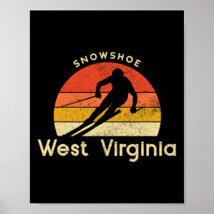 Vintage Ski Snowshoe West Virginia Mountain  Poster