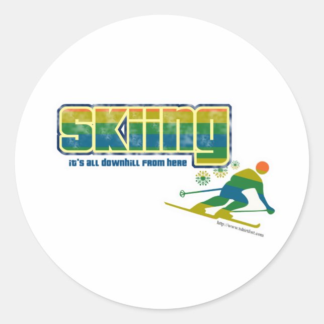 Vintage Ski Style Classic Round Sticker (Front)