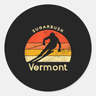 Vintage ski sugarbush vermont mountain classic round sticker