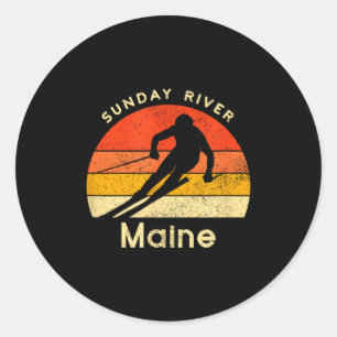 Vintage ski sunday river maine mountain classic round sticker