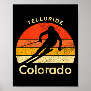 Vintage ski telluride colorado mountain poster