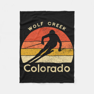 Vintage Ski Wolf Creek Colorado Mountain  Fleece Blanket