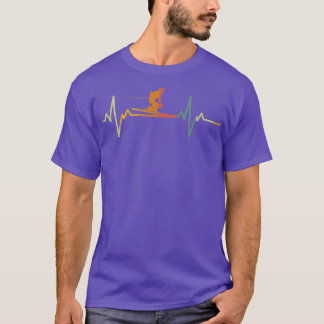 Vintage Skier Gift Heartbeat Skiing Ski T-Shirt