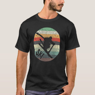 Vintage Skier Ski Skiing Mountains Winter Sports F T-Shirt