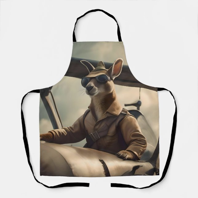 "Vintage Skies: The Kangaroo Pilot in Old Plane Apron (Front)