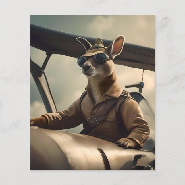 "Vintage Skies: The Kangaroo Pilot in Old Plane Flyer (Front)