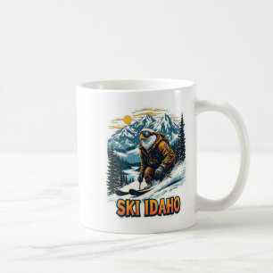 Vintage Skiing Eagle Design, Ski Idaho Coffee Mug