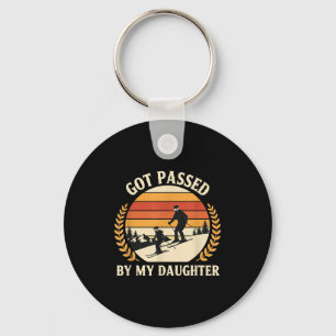 Vintage Skiing Family Got Ped By My Daughter Retro Key Ring