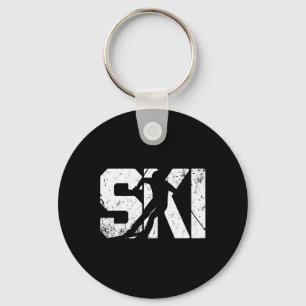 Vintage Skiing Funny Gift Winter Sports Skis Key Ring