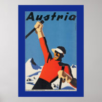 Vintage Skiing in Austria Poster