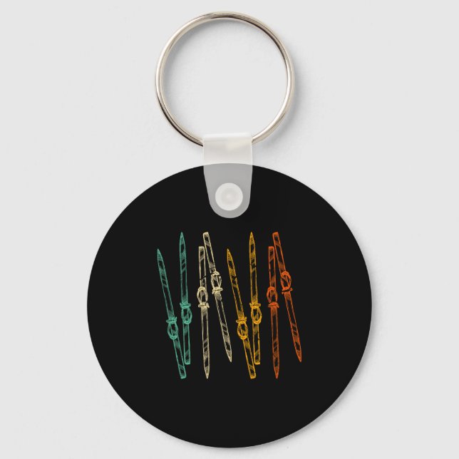 Vintage skiing retro ski  key ring (Front)