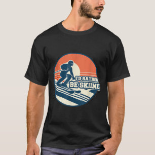 Vintage Skiing Silhouette Design With Sunset Gradi T-Shirt