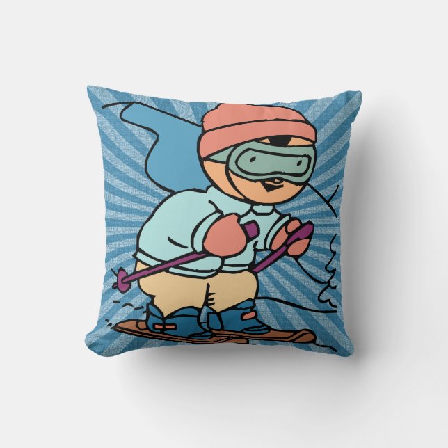 Vintage Skiing | skiing lover | skiing funny | ski Cushion (Front)