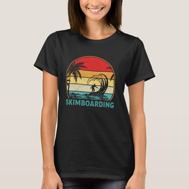 Vintage Skimboarding Skimming Skimboarder Surfboar T-Shirt (Front)