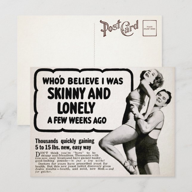 Vintage Skinny and Lonely Advertisement Postcard  (Front/Back)